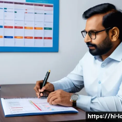 Home 7 대출 금리 협상 팁 - A modern Indian financial advisor in a professional office setting, explaining credit scores and loa...