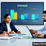주택담보대출 금리 비교 - A professional office scene showing a diverse group of Indian adults discussing home loan interest r...
